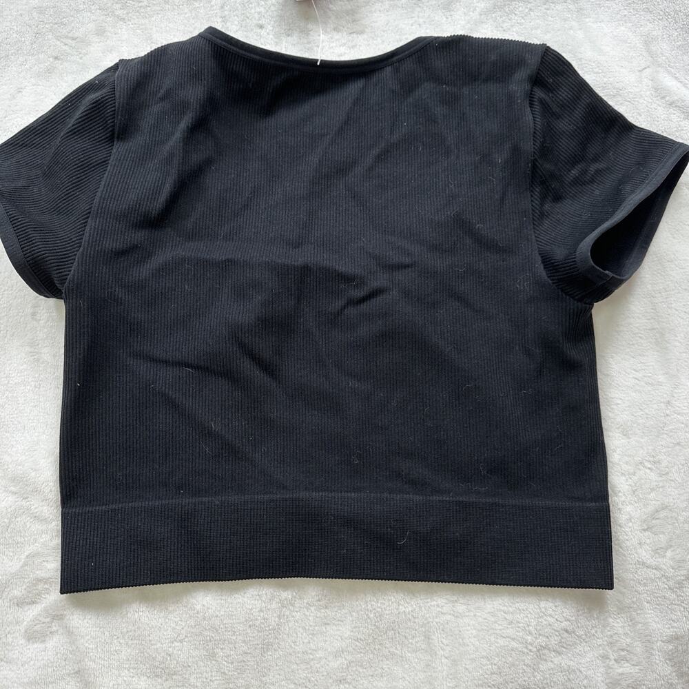 Wild Fable Crop Top Women’s Size Large Black Ribbed Scoop Neck‎ Short Sleeve Y2K - Picture 7 of 11